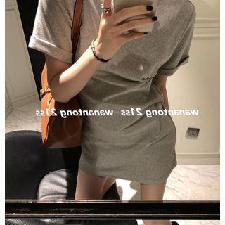 Short-sleeve Twist Mini T-shirt Dress