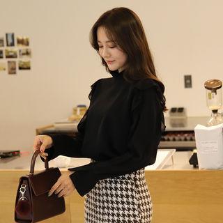 Ruffle-trim Bell-cuff Blouse