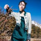Knot Button Jacket Green - One Size