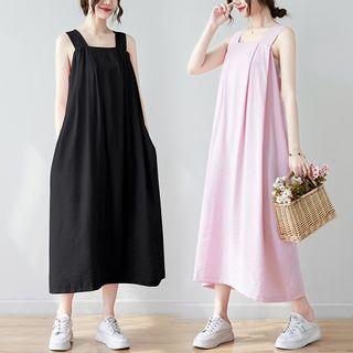 Sleeveless Square Neck Midi Smock Dress