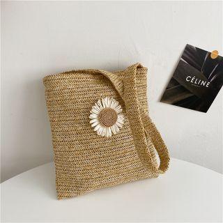 Flower Straw Tote Bag