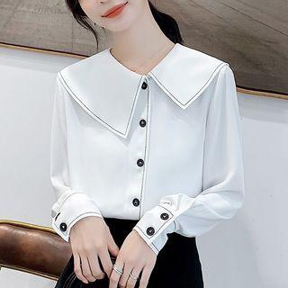 Asymmetric Collared Chiffon Blouse