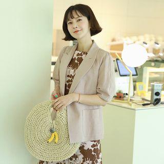 Peaked-lapel Puff-sleeve Blazer