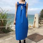 Wide-strap Drawstring Midi Dress