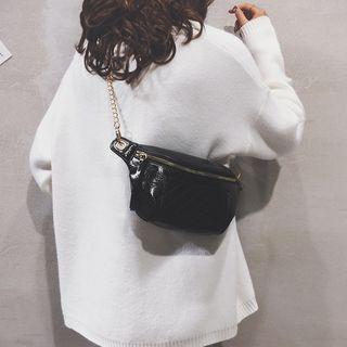 Faux Leather Argyle Stitched Sling Bag