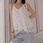 Tie-shoulder Sleeveless Furry Top White - One Size