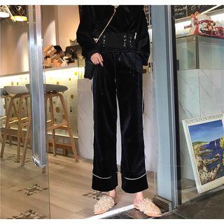 Velvet Boot-cut Wide-leg Pants