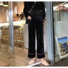 Velvet Boot-cut Wide-leg Pants