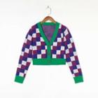 Check Cardigan Check - Blue & Pink & Green - One Size