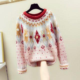 Vintage Pattern Round-neck Sweater