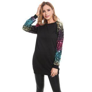 Sequined Mini Sweatshirt Dress