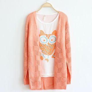 Pointelle-knit Cardigan Jacket