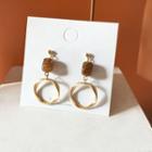 Hoop Drop Earring 1 Pair - Hoop Drop Earring - Gold & Brown - One Size