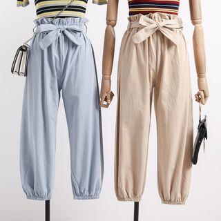 Paperbag High-waist Cropped Jogger Pants