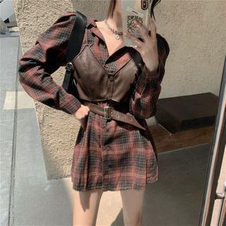 Plaid Shirt Dress / Spaghetti Strap Top