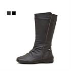 Genuine Leather Brushed Fleece Lined Mid Calf Boots