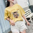Cat Sequined Loose-fit Short-sleeve T-shirt
