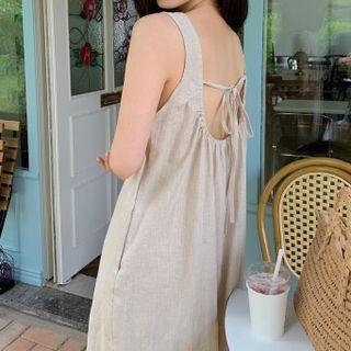 Open-back Tank Dress Khaki - One Size