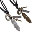 Feather Cross Pendant Necklace