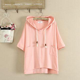 Loose Hooded Short Sleeve Pullover