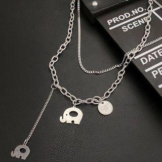 Stainless Steel Elephant Pendant Necklace Silver - One Size