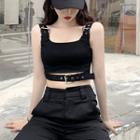 Buckled Plain Cropped Top