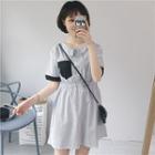 Short-sleeve Striped Contrast Trim Dress