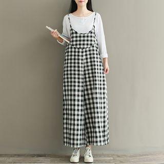 Gingham Wide Leg Dungaree
