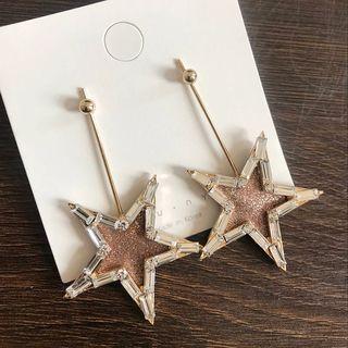 Rhinestone Alloy Star Dangle Earring As Shown In Figure - One Size
