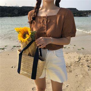 Dot Chiffon Short Sleeve Blouse