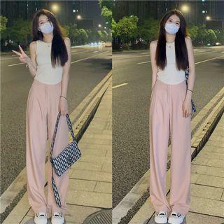 Crop Tank Top / High Waist Wide Leg Pants
