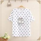 Two Cats Embroidered Short Sleeve T-shirt