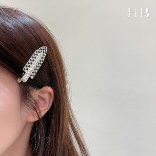 Rhinestone Checkered Hair Clip 1 Pc - Rhinestone - Black - One Size