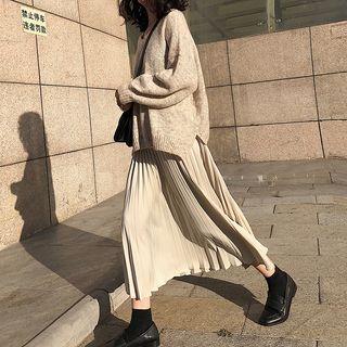 Midi A-line Accordion Pleat Skirt