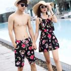Couple Matching Swim Dress / Floral Swim Shorts
