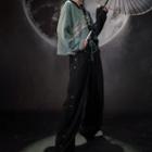 Two-tone Chained Hoodie / Wide-leg Pants