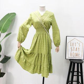 Lace-trim Plain A-line Dress