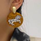 Unicorn Disc Acrylic Dangle Earring 1 Pair - Gold - One Size