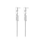 Sterling Silver Fashion Simple Geometric Rectangular Tassel Earrings Silver - One Size