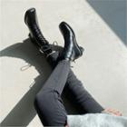 Cylinder-heel Lace-up Military Boots