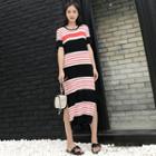 Short-sleeve Knitted Midi Dress