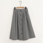 Gingham Midi A-line Skirt Black - One Size