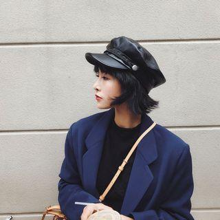 Faux Pearl Military Cap Black - M