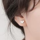 925 Sterling Silver Heart Earring 1 Pair - White - One Size