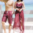 Couple Matching Beach Shorts / Set Of 3: Cover-up + Tankini Top + Swim Shorts