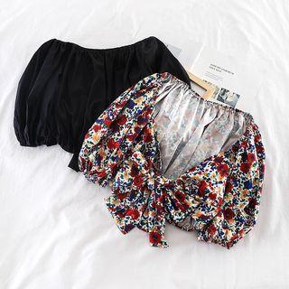 Open-back Puff-sleeve Blouse