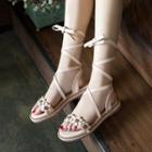 Lace-up Floral Sandals