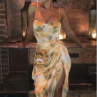 Spaghetti Strap Floral Print Irregular Hem Dress