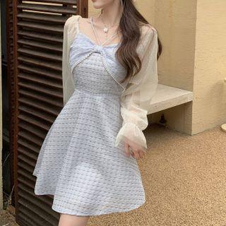 Long-sleeve Strappy A-line Dress