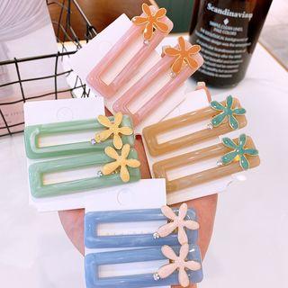 Acrylic Flower Rectangle Hair Clip